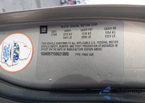 2008 Cadillac Dts 1Sa z USA, uszkodzony, nr VIN 1G6KD57Y58U210865